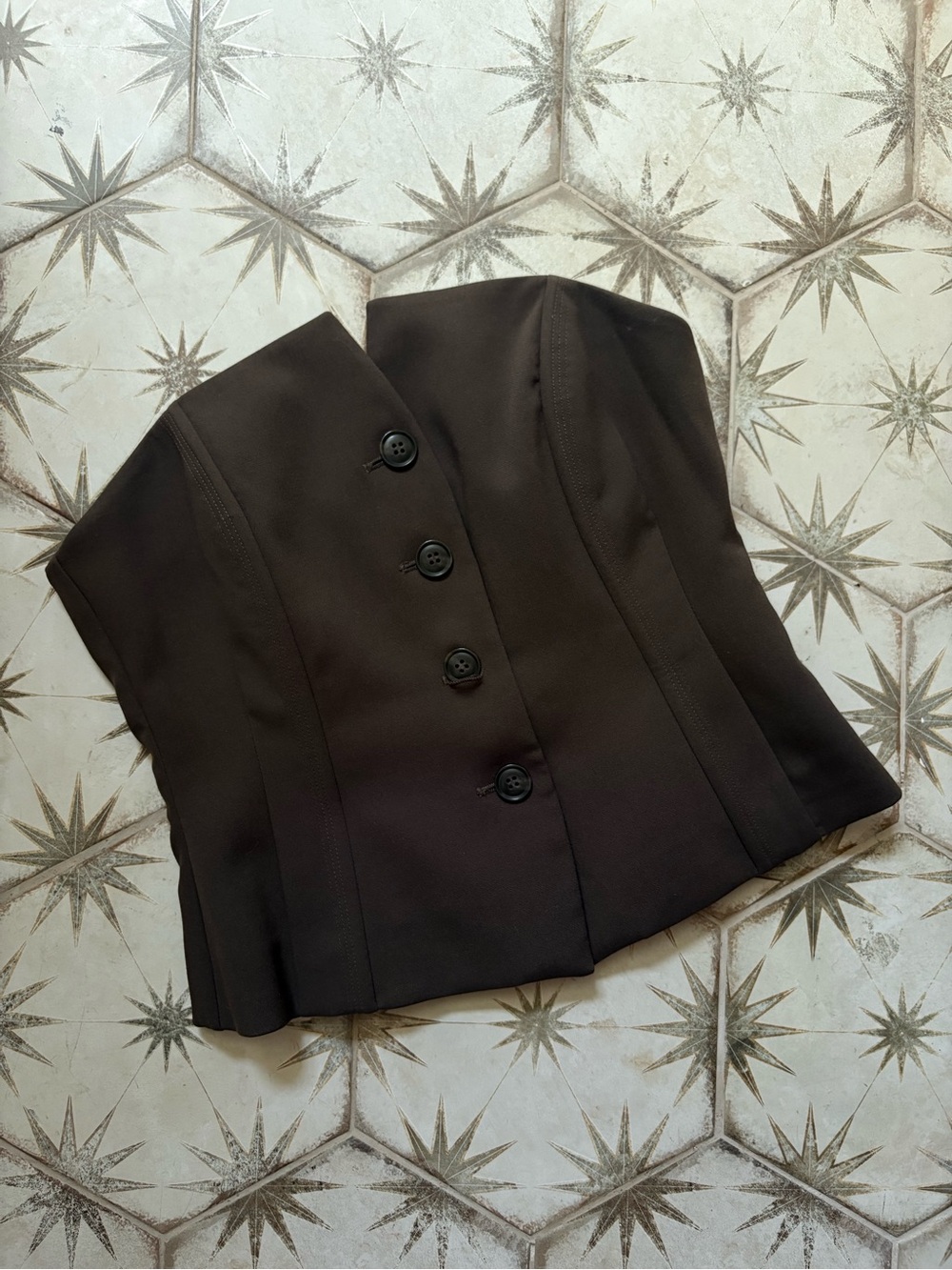 &Other Stories Strapless Button-Front Bustier Jacket - Black